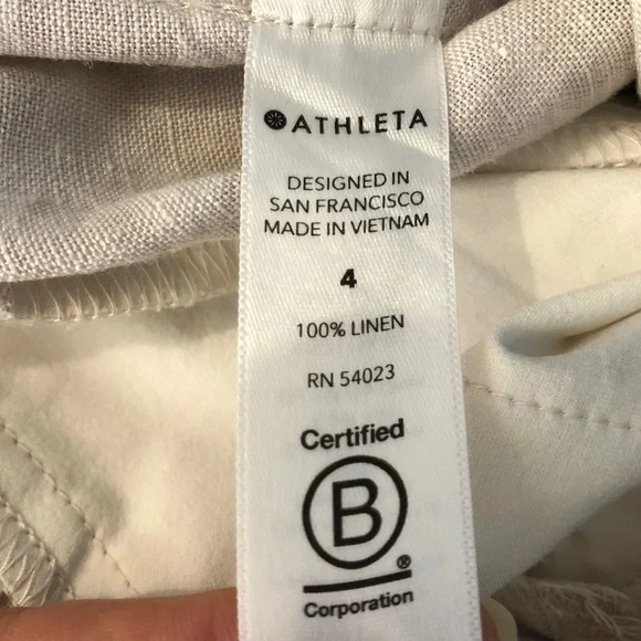 Athleta Cabo Tide Linen Jogger Tan Khaki Camo Print Size 4 - Picture 7 of 12